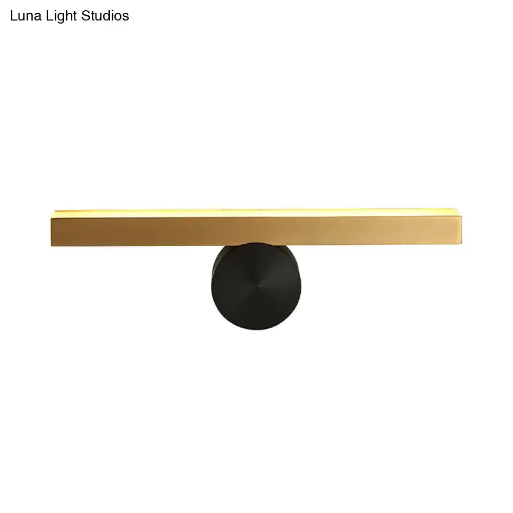 Modern gold and black led wall sconce with a sleek gold bar and matte black base enhances living room fixture width