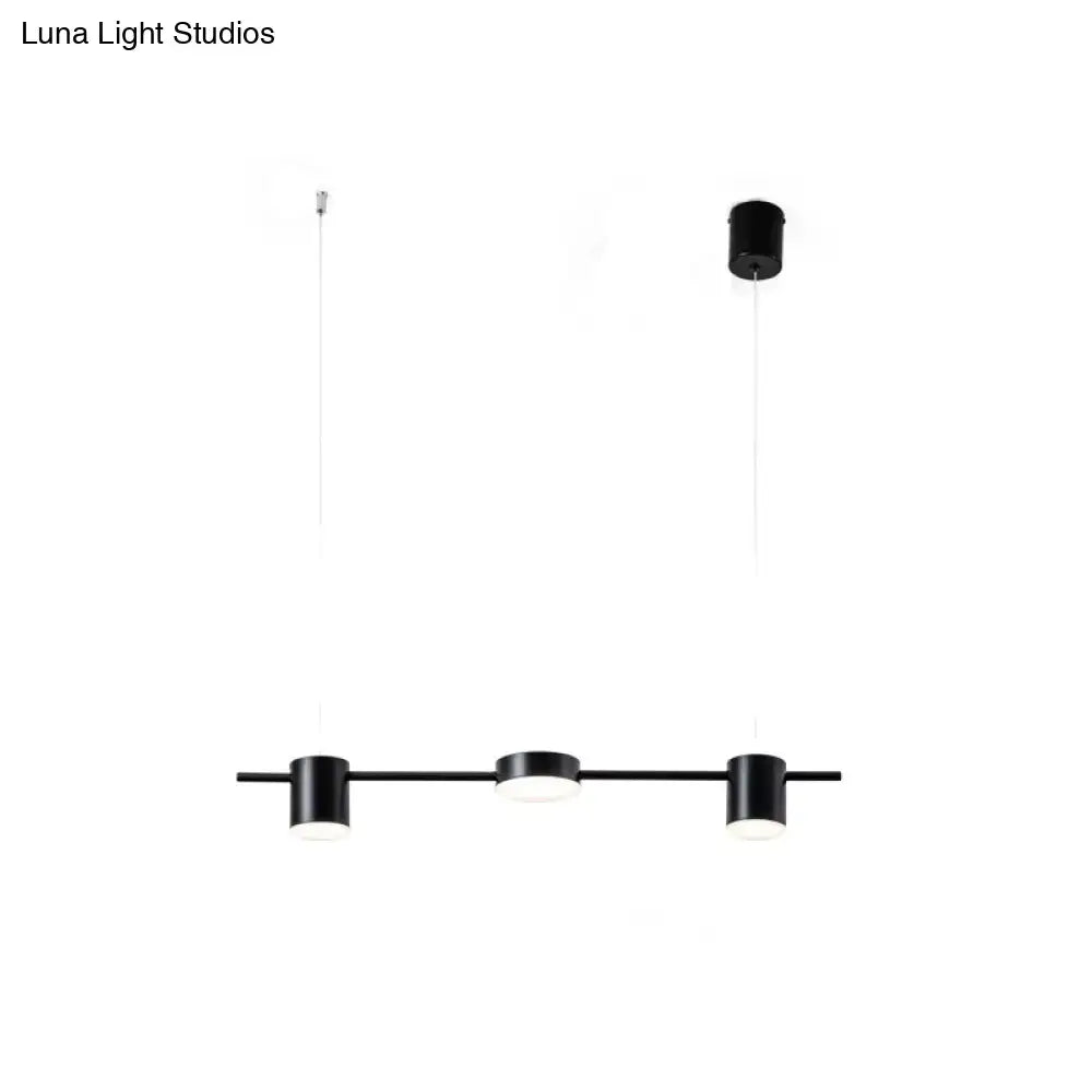 Black decorbites modern linear metallic chandelier light with three rotatable pendant fixtures emitting warm white light