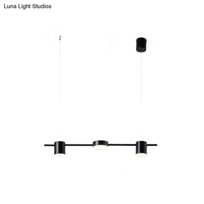 Black decorbites modern linear metallic chandelier light with three rotatable pendant fixtures emitting warm white light