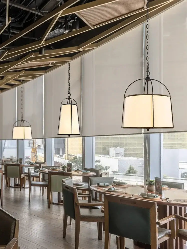 Black metal pendant lights with cream fabric shade from decorbites gold black pendant collection for dining room decor