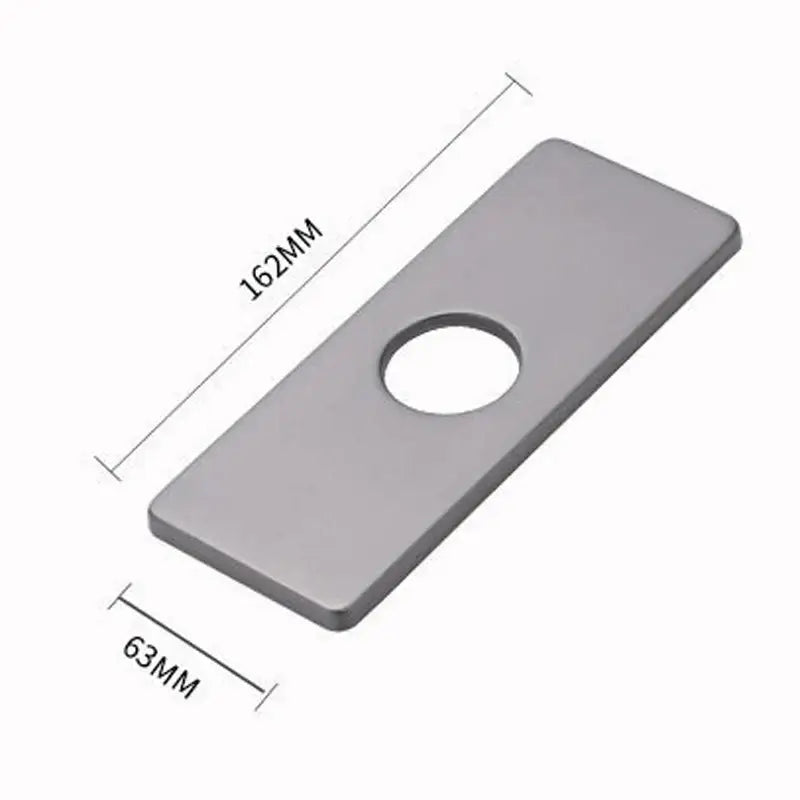 Modern gold black and silver hole cover deck plate made of sleek gray metal with rounded edges and central circular hole