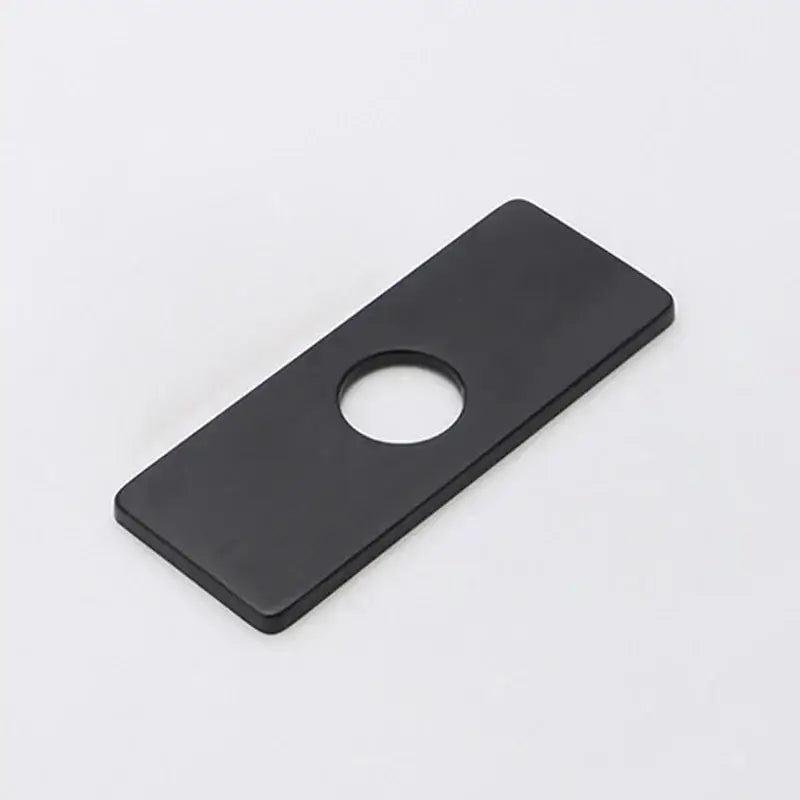 Black rectangular metal deck plate with centered circular hole for modern gold black and silver hole cover deck kitchen faucet accessory