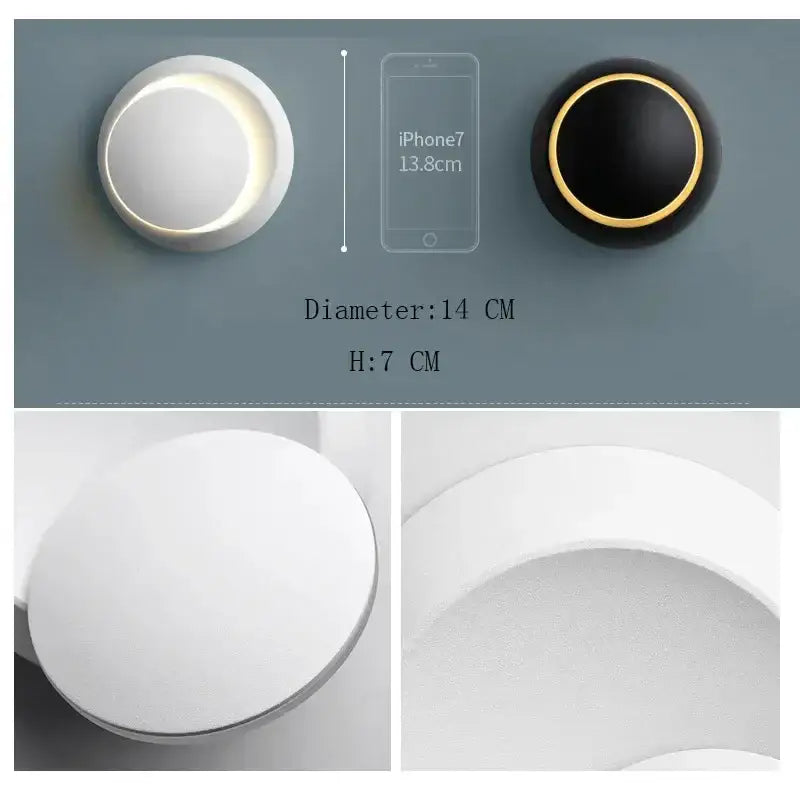 Modern gold black and white decorbites adjustable led crescent wall light with sleek white matte finish and gold accent ring