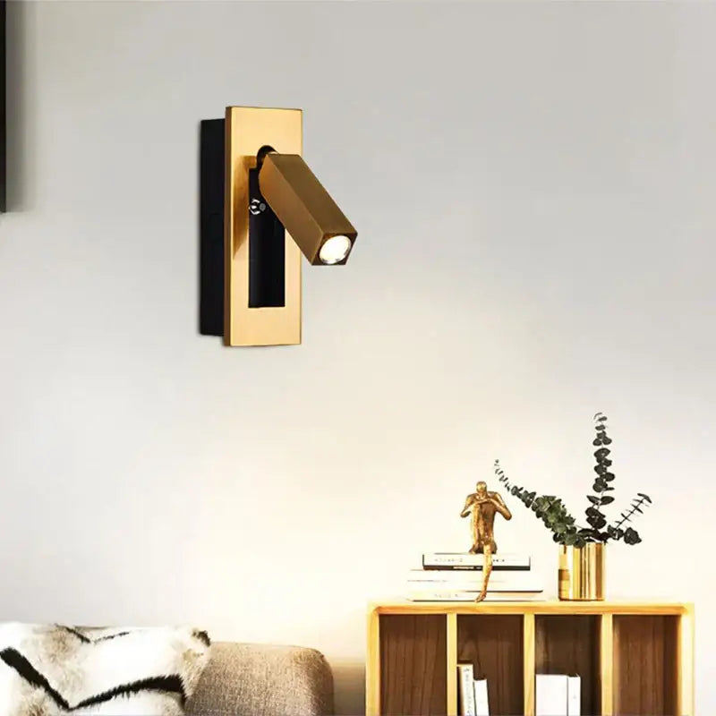 Modern gold black and white led wall lamp with gold-finished adjustable head for bedroom reading decorbites led wall lighting