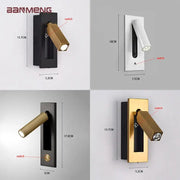 Modern gold black and white led wall lamp with sleek rectangular design for bedroom reading by decorbites led wall