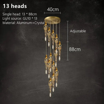 Modern gold branch art cage crystal chandelier with 13 ornate cage light fixtures and crystal droplets for dining room decorbites branch art