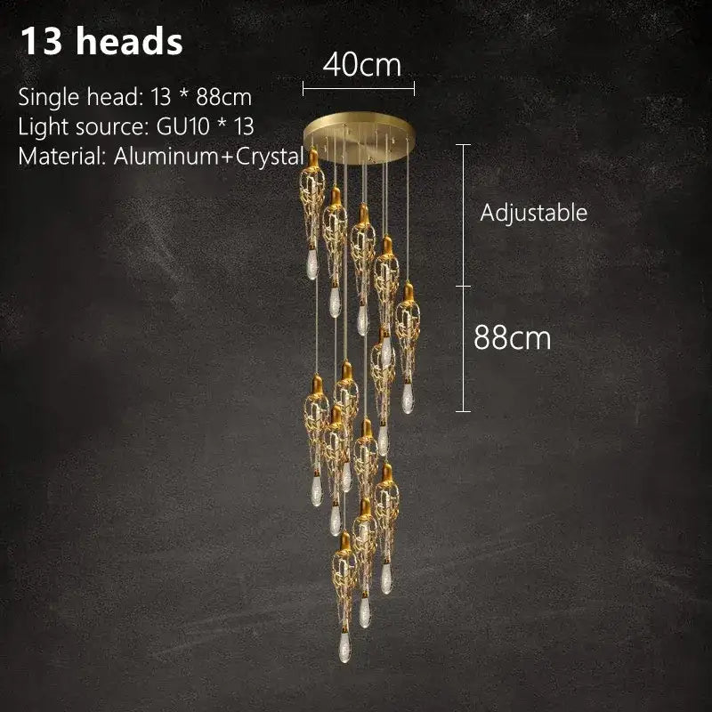 Modern gold branch art cage crystal chandelier with 13 ornate cage light fixtures and crystal droplets for dining room decorbites branch art