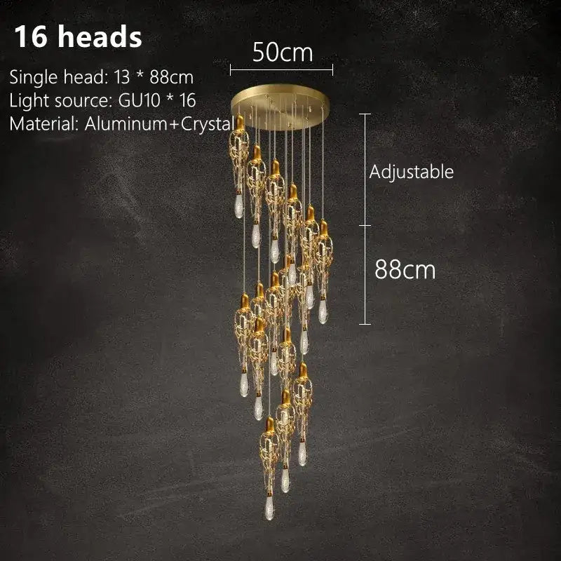 Modern gold branch art cage crystal chandelier with 16 ornate light heads and adjustable aluminum ceiling mount for dining room decorbites branch art