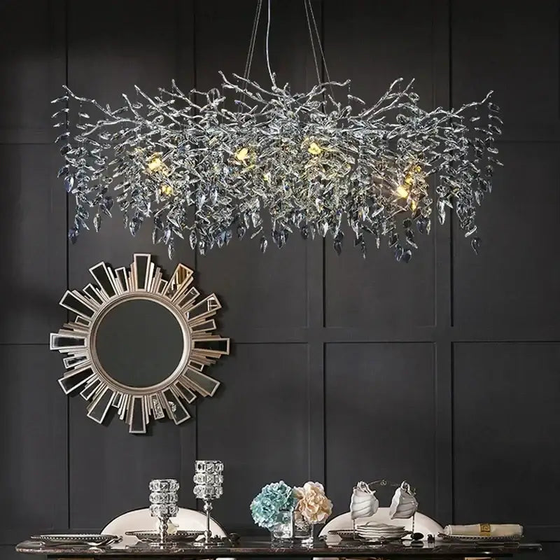Modern gold branch crystal chandelier with shimmering silver crystal and intricate leaf accents for dining room decorbites branch crystal