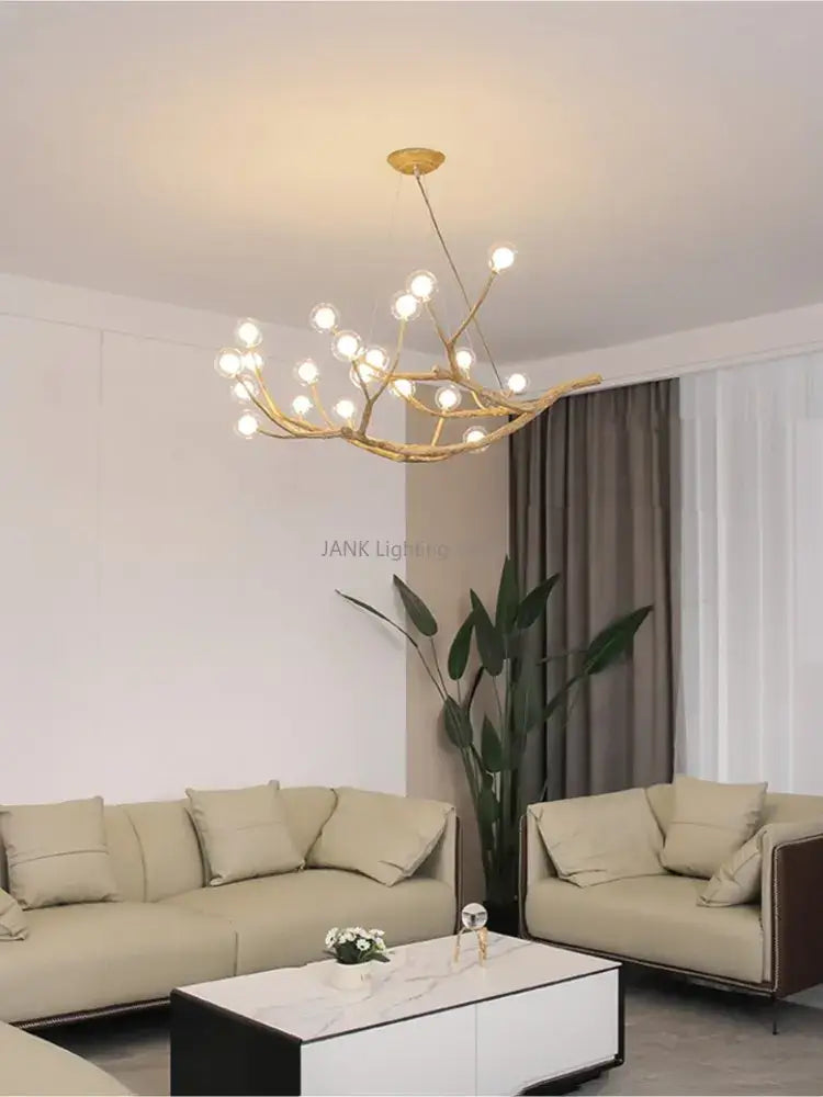 Modern gold branch glass bubble resin pendant light with spherical bulbs for dining room decorbites glass bubble design