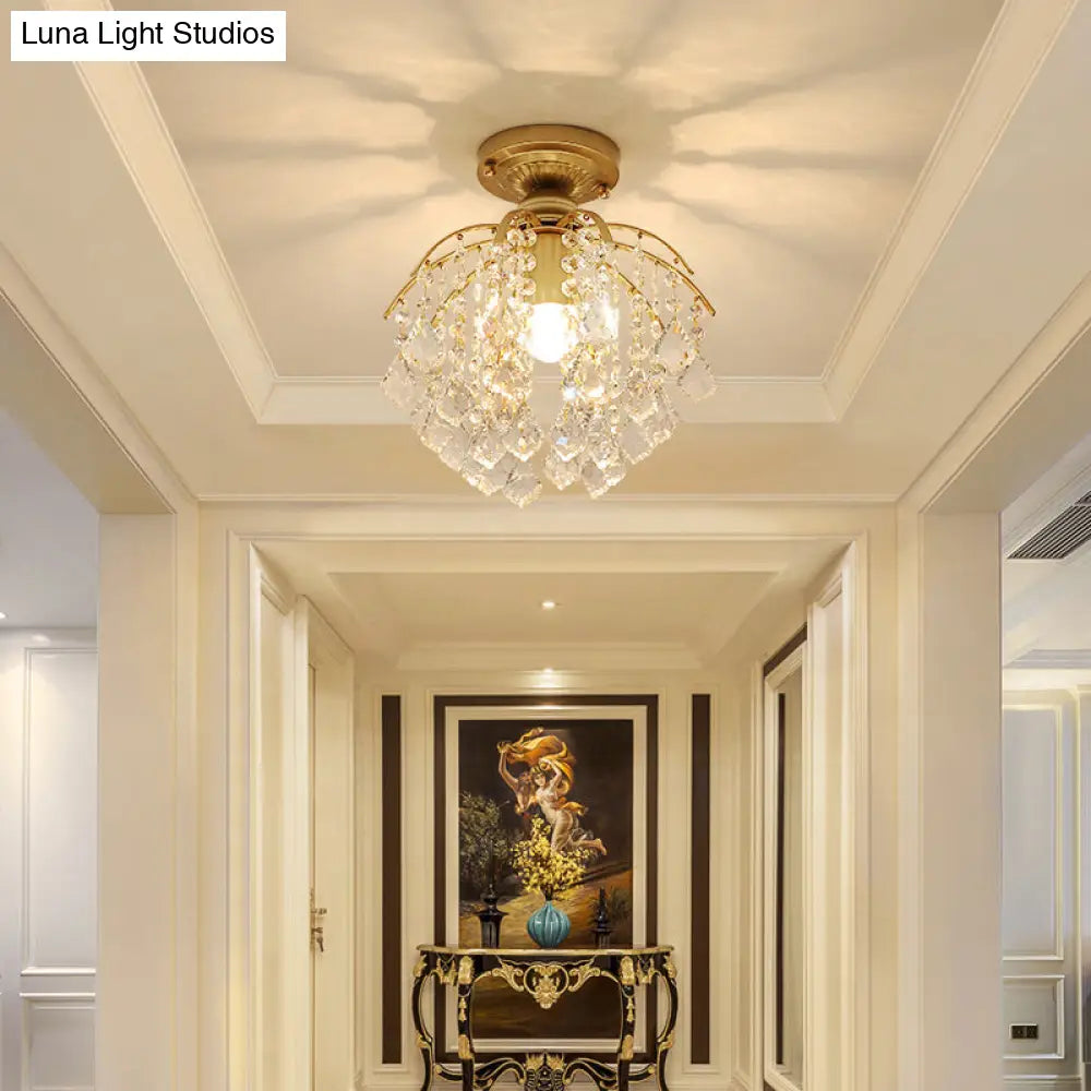 DecorBites™ DecorBites™ Modern Gold Branching Ceiling Lighting with Crystal Strand - Semi Flush Mount for Aisle