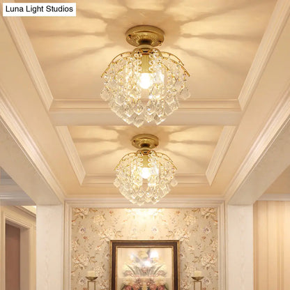 DecorBites™ DecorBites™ Modern Gold Branching Ceiling Lighting with Crystal Strand - Semi Flush Mount for Aisle