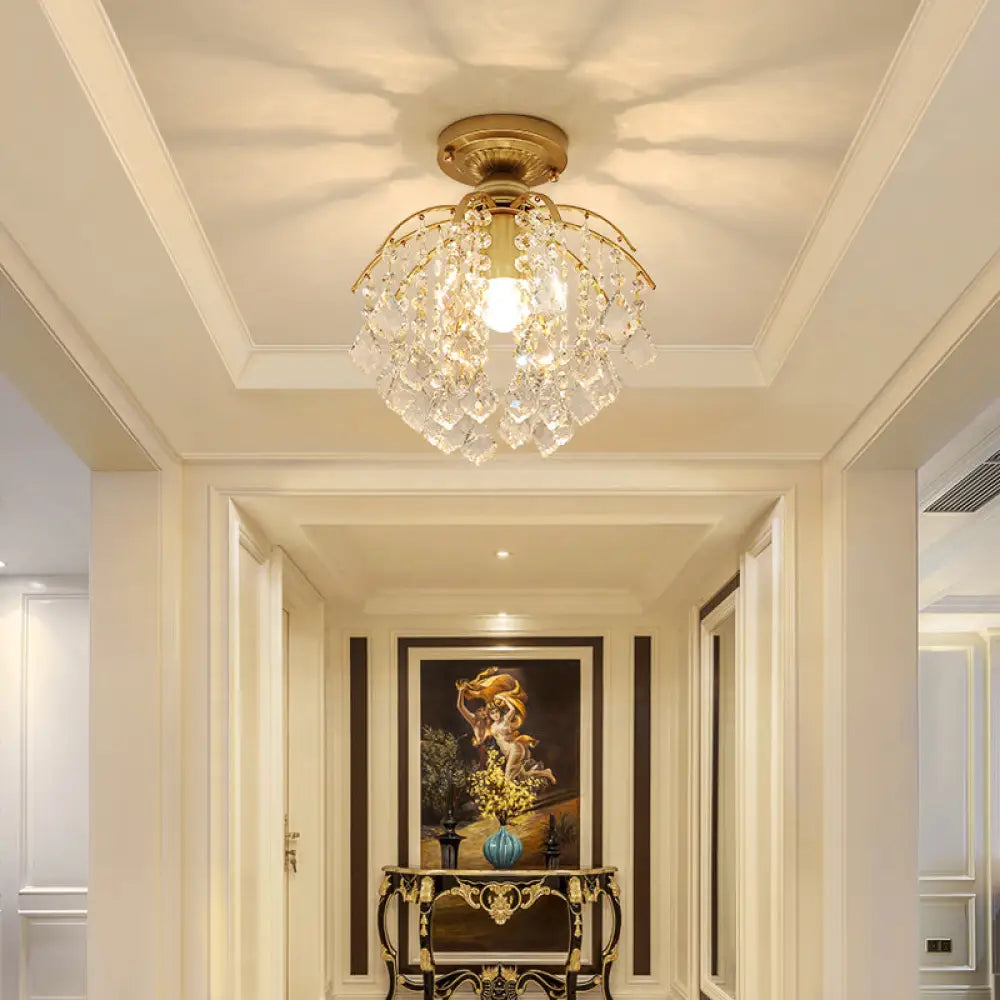 DecorBites™ DecorBites™ Modern Gold Branching Ceiling Lighting with Crystal Strand - Semi Flush Mount for Aisle
