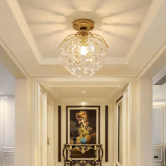DecorBites™ DecorBites™ Modern Gold Branching Ceiling Lighting with Crystal Strand - Semi Flush Mount for Aisle