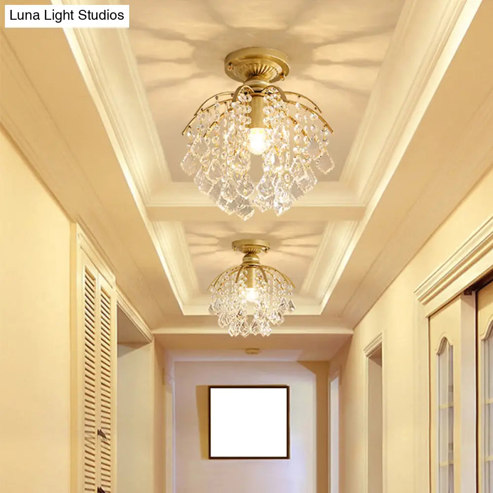 DecorBites™ DecorBites™ Modern Gold Branching Ceiling Lighting with Crystal Strand - Semi Flush Mount for Aisle
