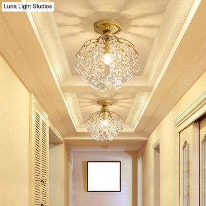 DecorBites™ DecorBites™ Modern Gold Branching Ceiling Lighting with Crystal Strand - Semi Flush Mount for Aisle