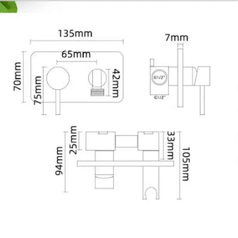 Modern chrome-finished bathroom faucet with dual handles and precise dimensions for decorbites brass bidet sprayer use