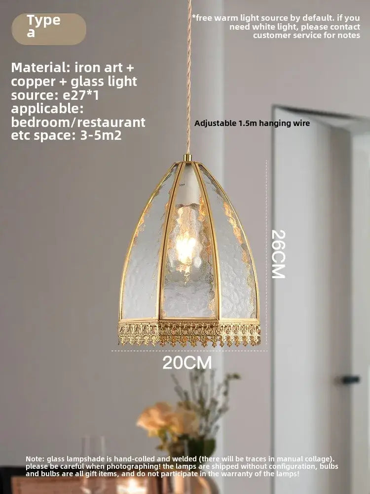 Modern gold brass glass restaurant light with vintage brass glass decorbites frame and textured glass shade chandelier