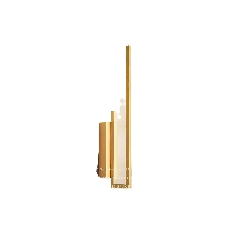 Modern gold brass wall light sconce with sleek vertical bars and frosted glass panel for bedroom lighting