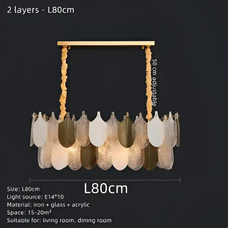 Modern gold and brown elegant glass ceiling chandelier with layered leaf-shaped glass and acrylic shades for living room decorbites elegant glass