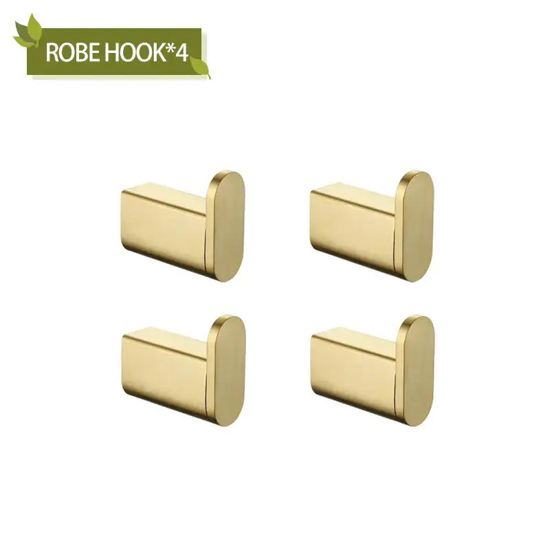 Set of four sleek brushed gold modern rectangular robe hooks in decorbites bathroom accessories set bathroom decor