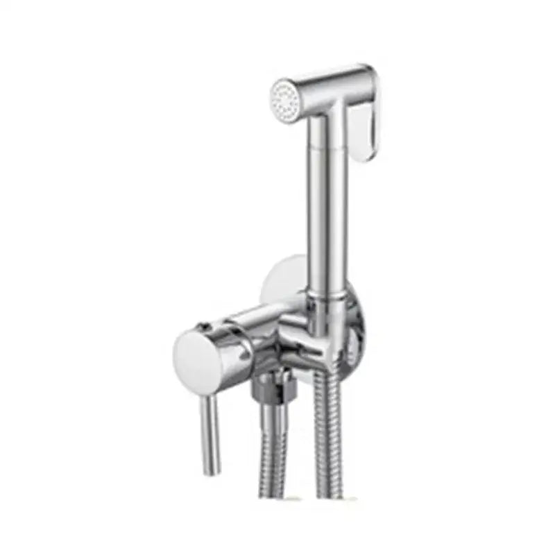 Chrome finished handheld bidet sprayer with sleek modern design and flexible braided hose in gold brushed brass bidet sprayer set