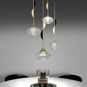 Modern gold bubble crystal pendant light with clear textured glass shades for dining room decorbites pendant light