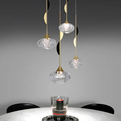 Modern gold bubble crystal pendant light with clear textured glass shades for dining room decorbites pendant light