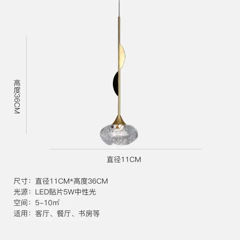 A modern gold bubble crystal pendant light with a textured clear glass shade for dining room decorbites bubble crystal