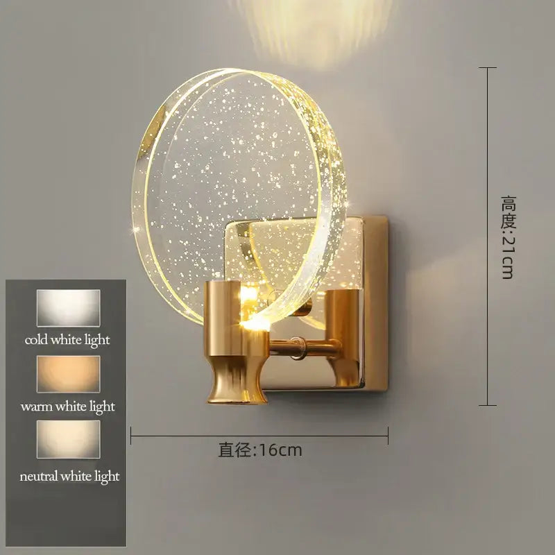 Modern gold bubble crystal pendant light with clear glass shade and sparkling particles for living room lighting
