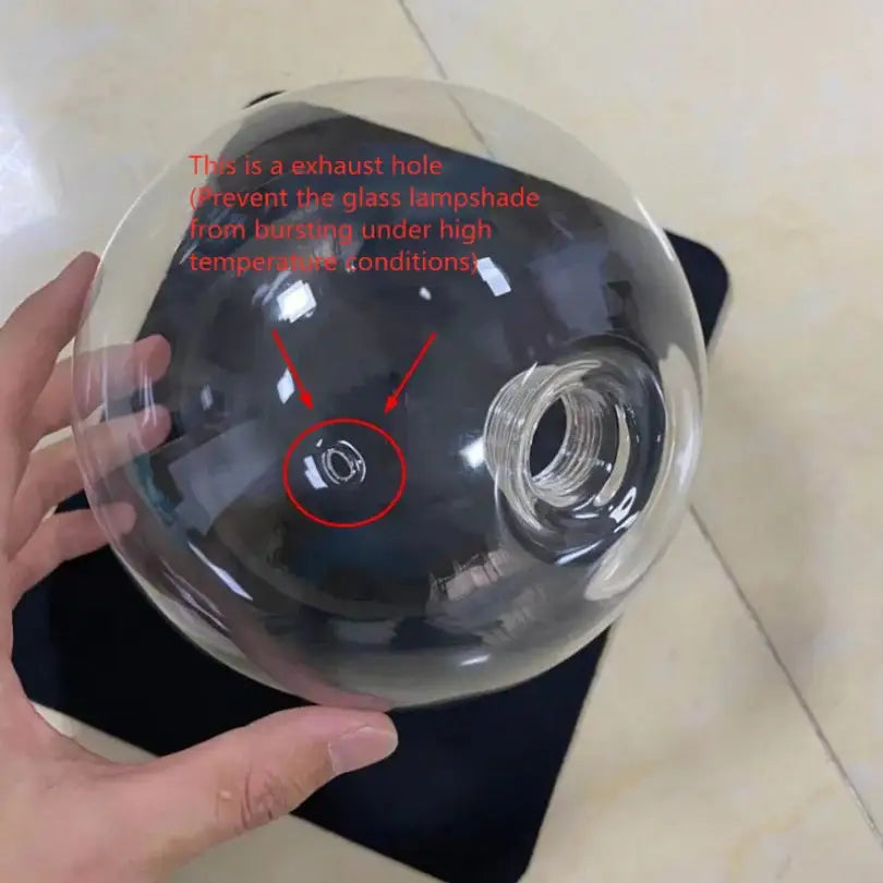 Clear glass globe bubble glass ball pendant light with threaded opening and exhaust hole for heat safety by decorbites