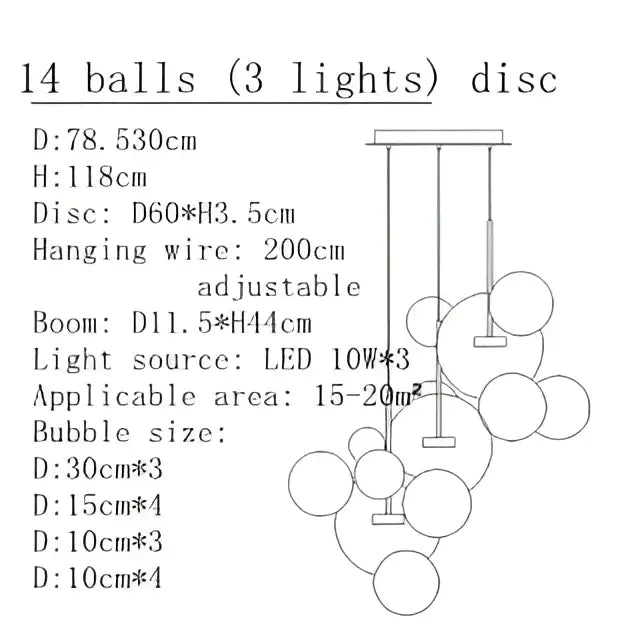 Modern gold bubble glass led chandelier with adjustable spherical glass bubbles for kitchen decorbites bubble glass lighting