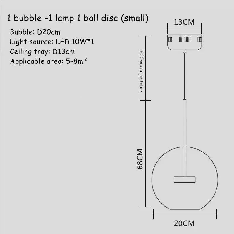 Modern gold bubble glass led chandelier with sleek circular globe and compact ceiling tray for kitchen decorbites bubble glass