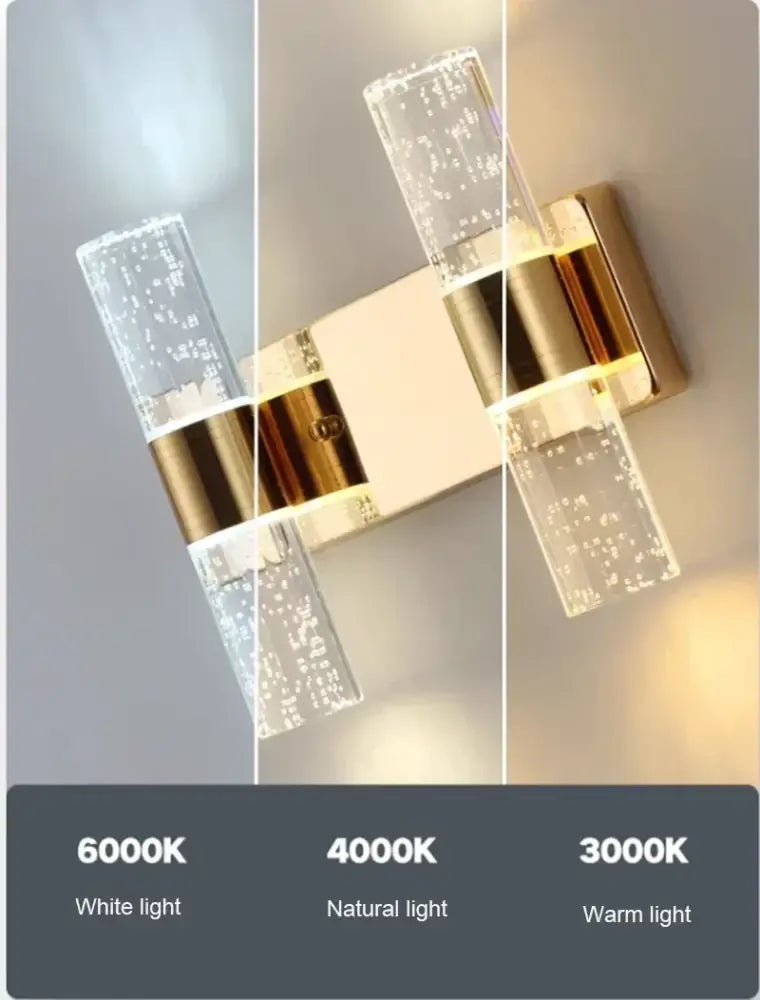 Modern gold bubble glass vanity lights bathroom sconces with clear glass cylinders and gold-toned metallic accents decorbites gold vanity
