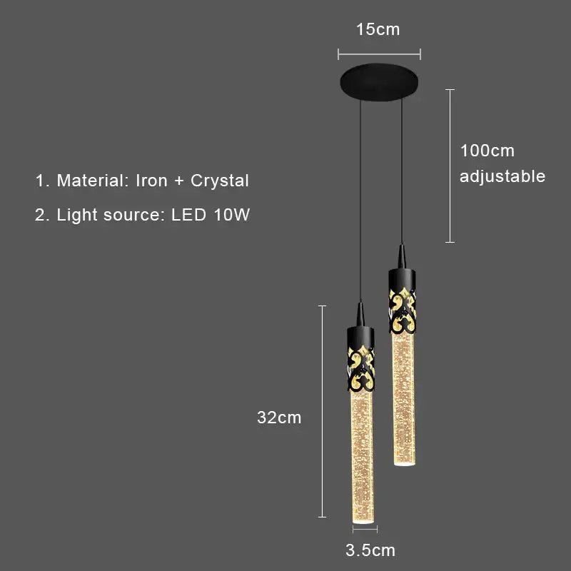 Modern gold bubbles crystal pendant light featuring black iron and crystal with ornate gold-patterned accents for living room decorbites bubbles crystal pendant