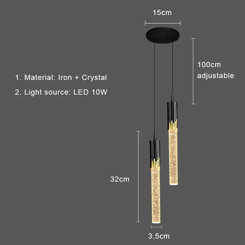 Modern black iron and crystal bubbles crystal pendant light with golden led illumination for living room decorbites bubbles crystal