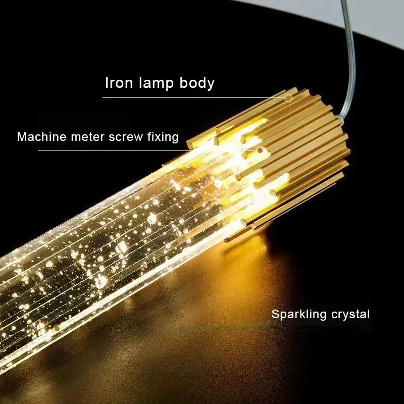 Modern gold bubbles crystal pendant light with golden iron body sparkling crystal accents and internal led lighting