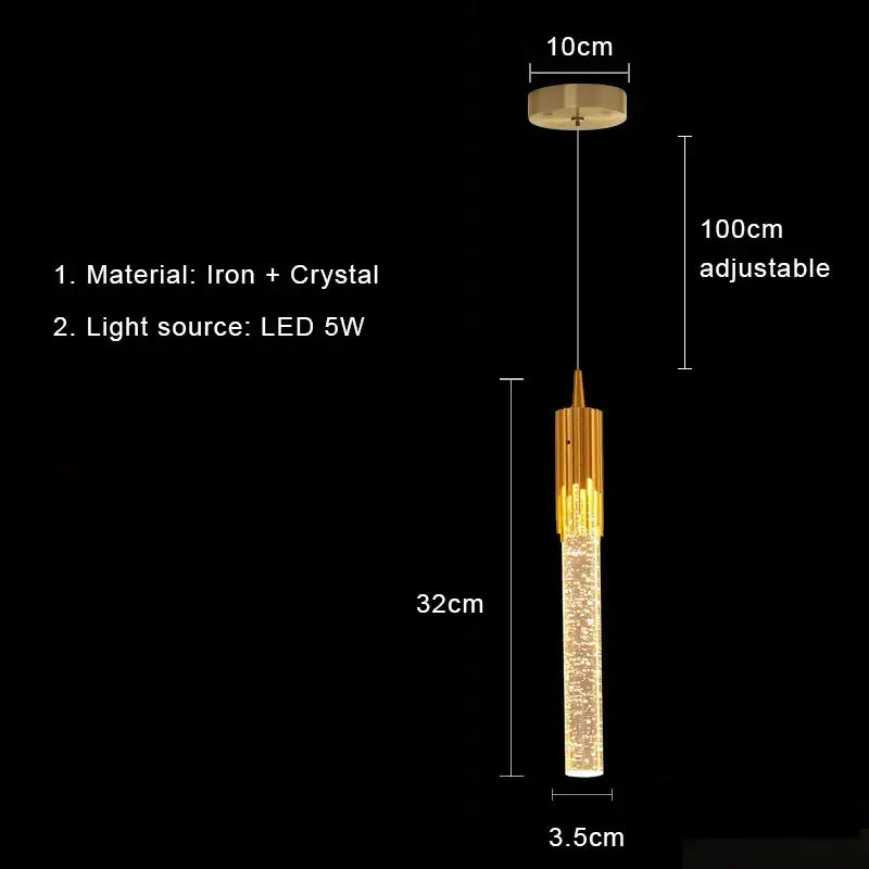 Modern gold bubbles crystal pendant light with iron frame and adjustable 100cm length for living room decorbites bubbles crystal