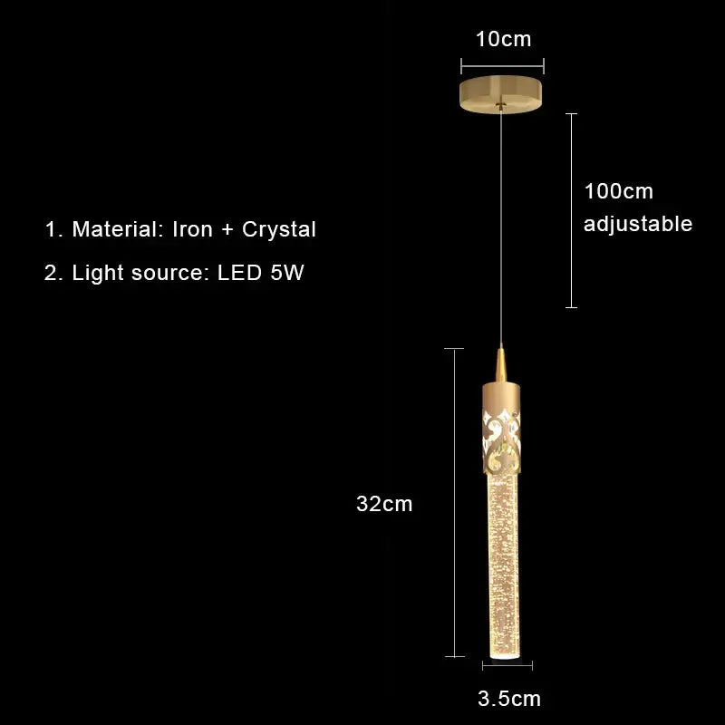 Modern gold bubbles crystal pendant light with iron design and 5w led bulb for living room decorbites bubbles crystal