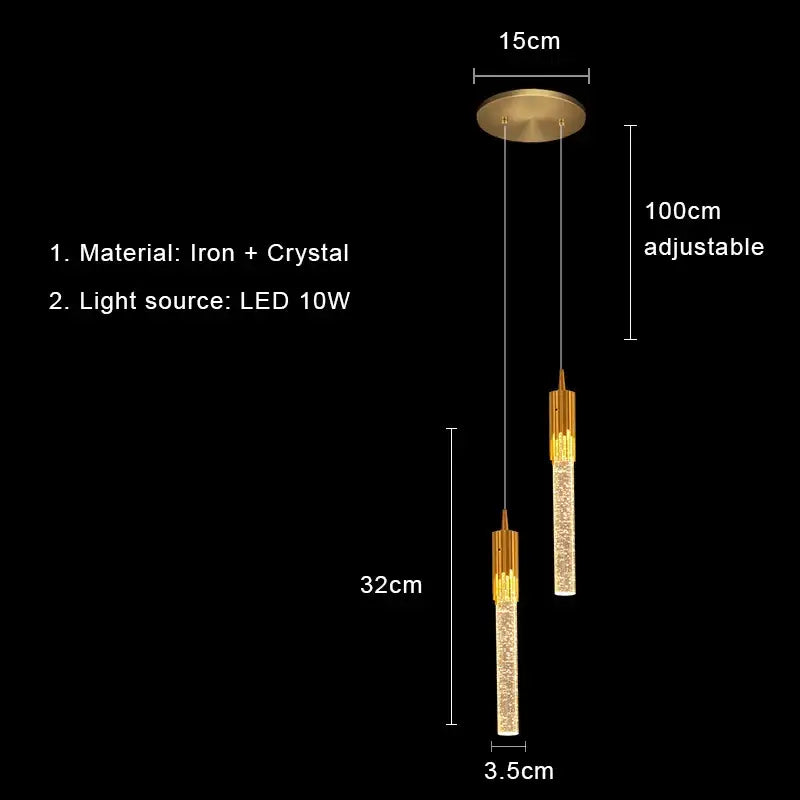 Modern gold bubbles crystal pendant light in gold-toned iron with adjustable 100cm length for living room decorbites bubbles crystal pendant