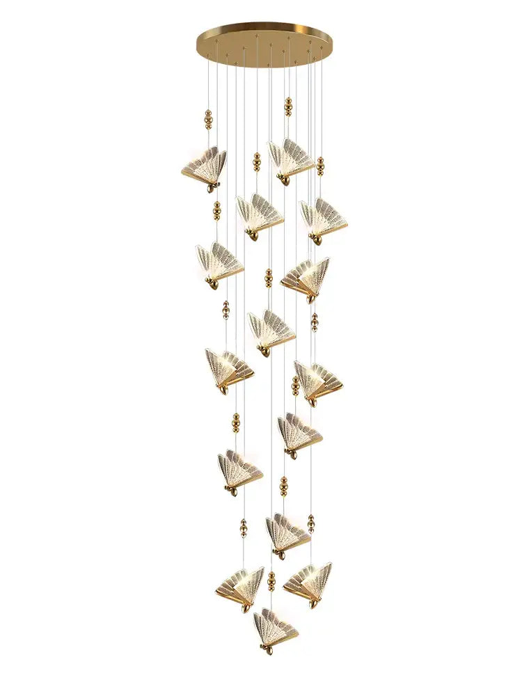 Modern gold butterfly acrylic chandelier with illuminated fan-shaped light fixtures for living room decorbites butterfly acrylic