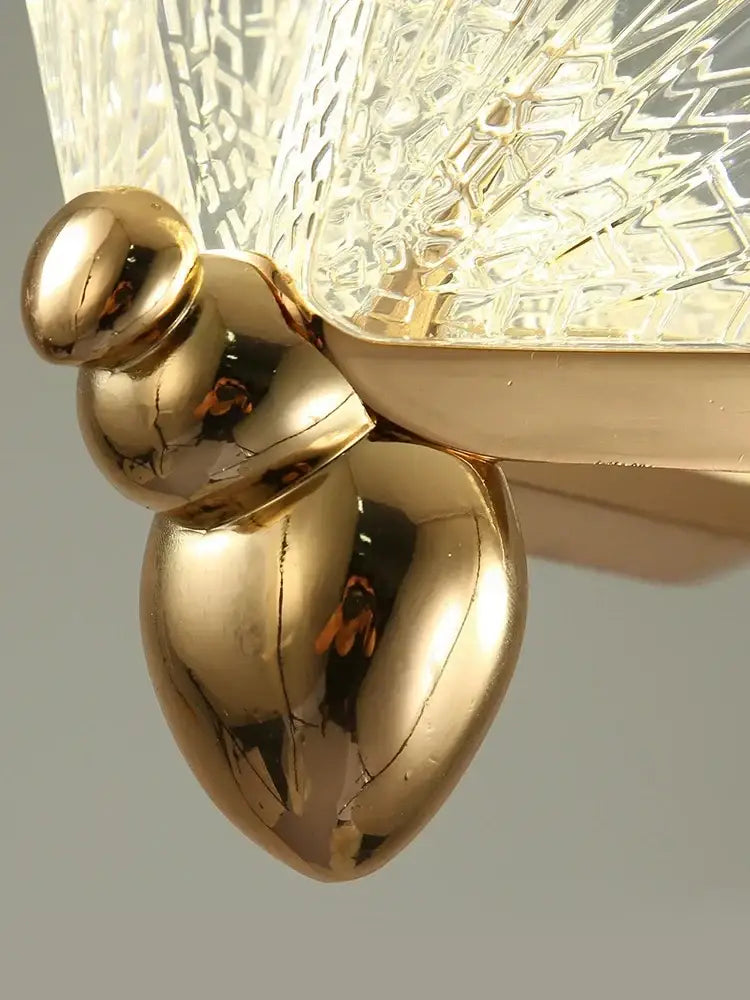 Modern gold butterfly acrylic chandelier pendant light featuring a golden polished brass teardrop with crystal lattice decorbites butterfly acrylic