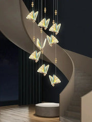 Modern gold butterfly acrylic chandelier with elegant gold-toned design and iridescent wings for living room decorbites butterfly acrylic lighting