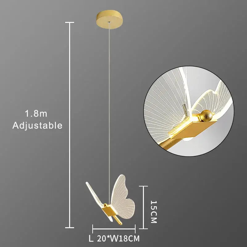 Modern gold butterfly acrylic led chandelier featuring translucent white wings and sleek decorbites butterfly acrylic design
