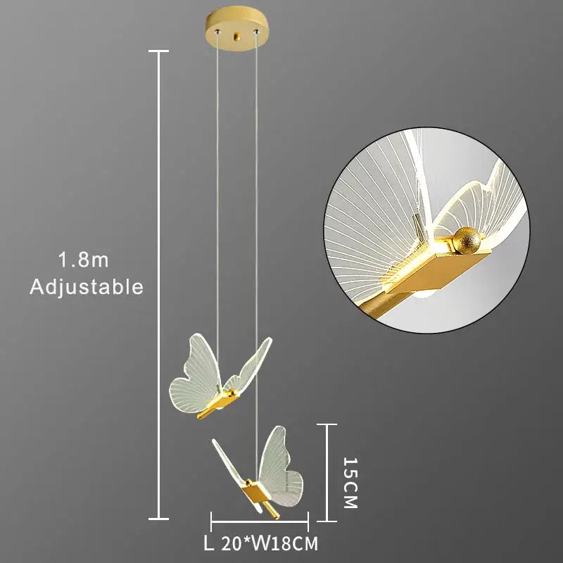 Modern gold butterfly acrylic led chandelier with translucent white wings and sleek design for bedroom decorbites butterfly acrylic