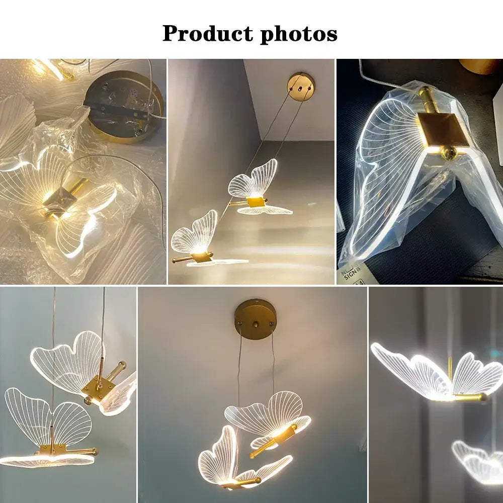 Modern gold butterfly acrylic led chandelier with translucent illuminated wings and sleek metallic frame for bedroom decorbites butterfly acrylic design