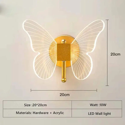 Modern gold butterfly acrylic led chandelier with translucent wings and central hardware fixture for bedroom decorbites butterfly acrylic lighting