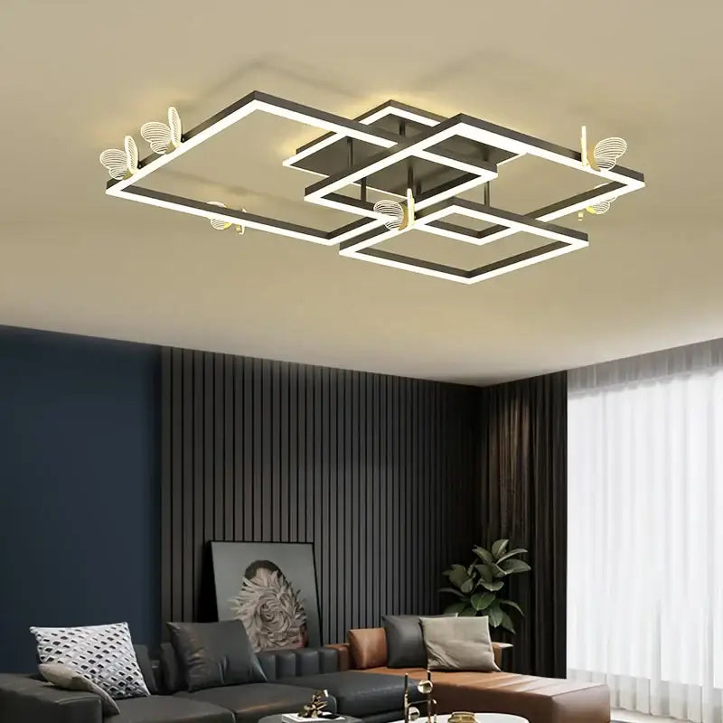 Modern gold butterfly ceiling lamp with black and white geometric frames for living room decorbites butterfly ceiling