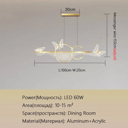 Modern gold butterfly chandelier with gold-toned led design, aluminum and acrylic rings, perfect dining room pendant light decorbites butterfly chandelier