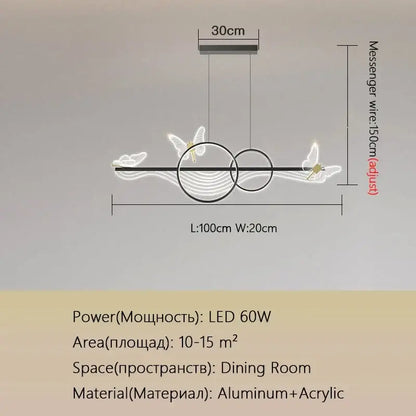 Modern gold butterfly chandelier pendant lamp with black aluminum frame and acrylic accents for dining room decorbites butterfly chandelier